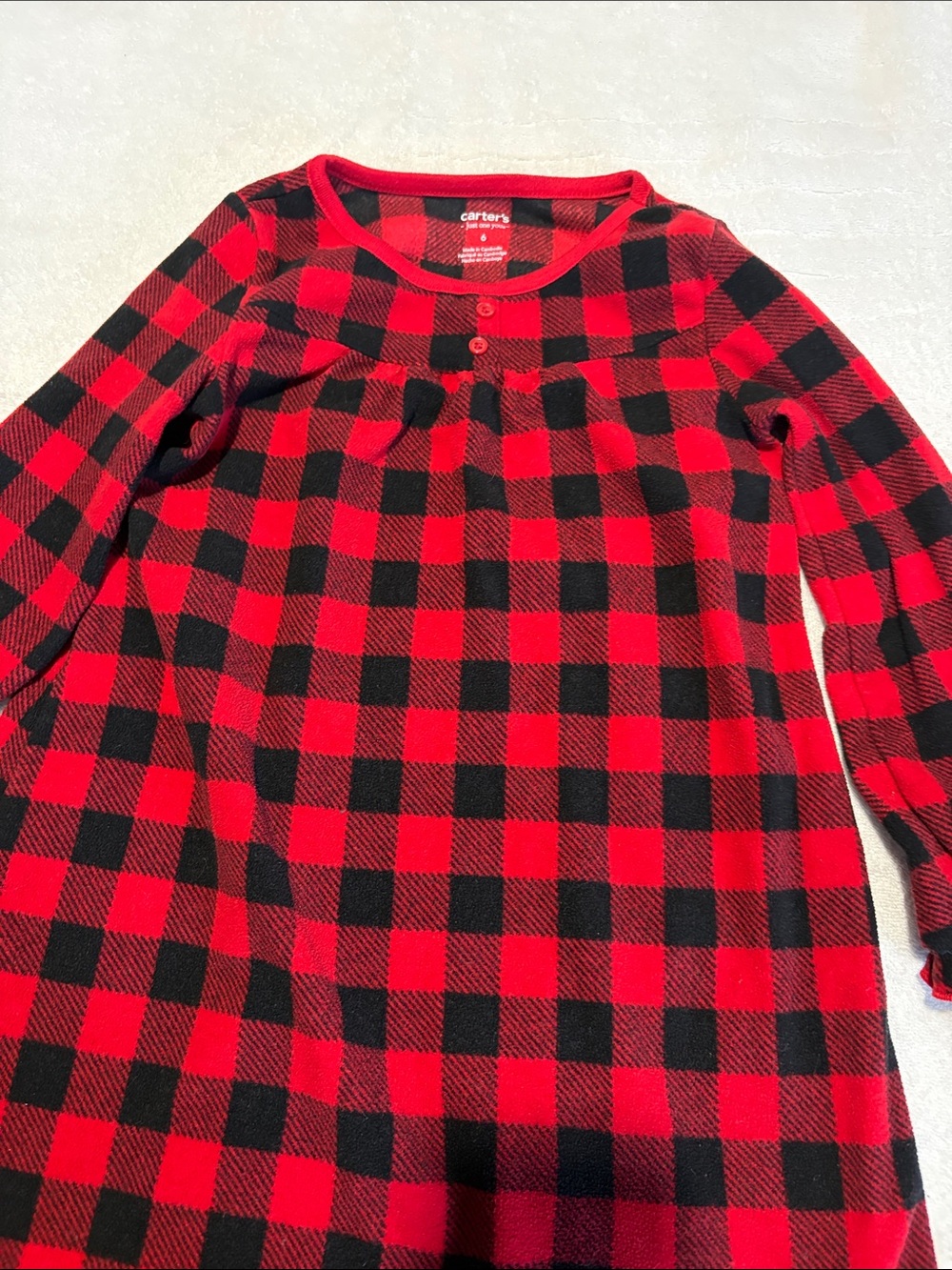 Carter's Red and Black Buffalo Plaid Kids Nightgown